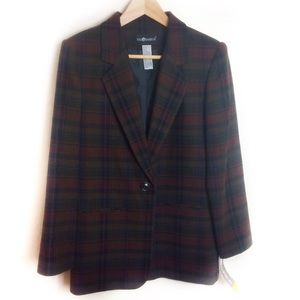 NWT Sag Habor Plaid Vintage Ladies’ Wool Blazer